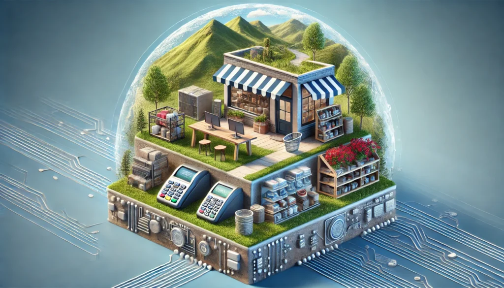 DALL·E 2025-02-25 20.06.26 - A highly realistic, high-quality landscape image illustrating the concept of embedded finance. The image should show a small business or e-commerce se Embedded finance explainedFintech as a serviceHow brands offer banking services