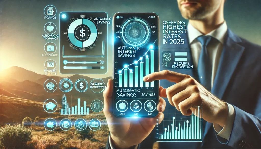DALL·E 2025-03-05 17.27.27 - A highly realistic, high-quality landscape image representing a cutting-edge digital bank offering the highest interest rates in 2025. The image captu Best neobank savings accountsHigh-yield digital banksBest fintech banks for savings