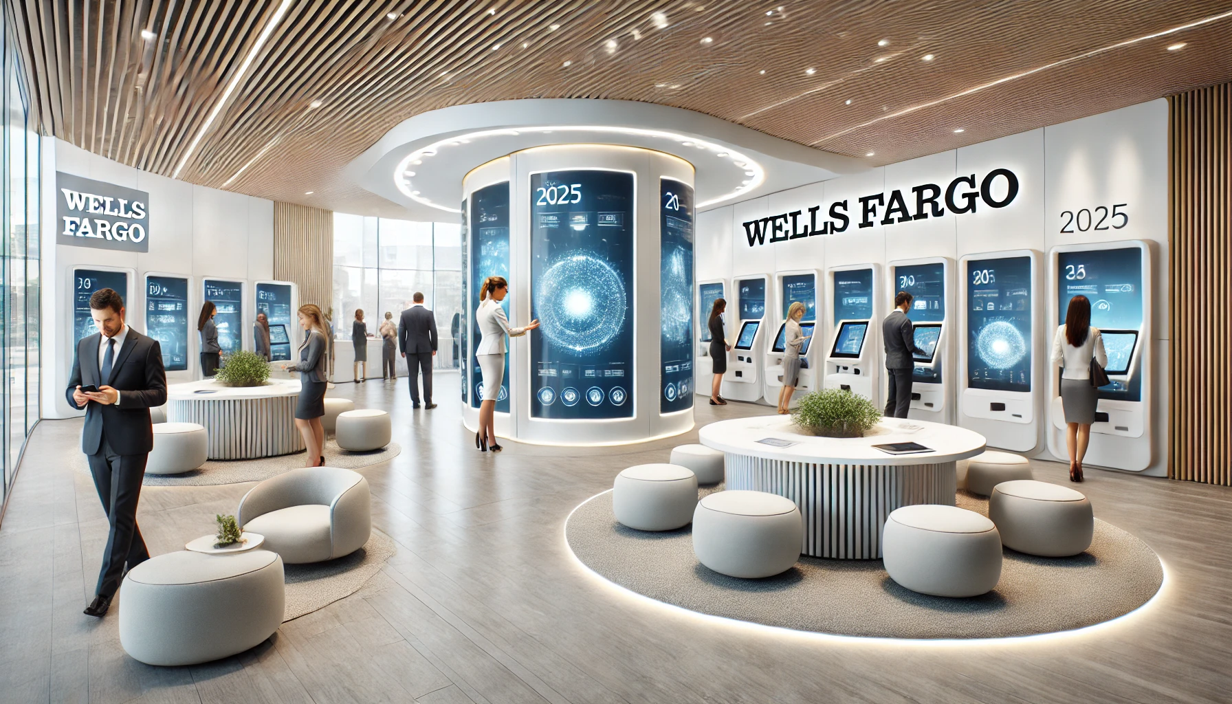Wells Fargo branch redesign 2025 hybrid banking experience trends digital transformation in traditional banks