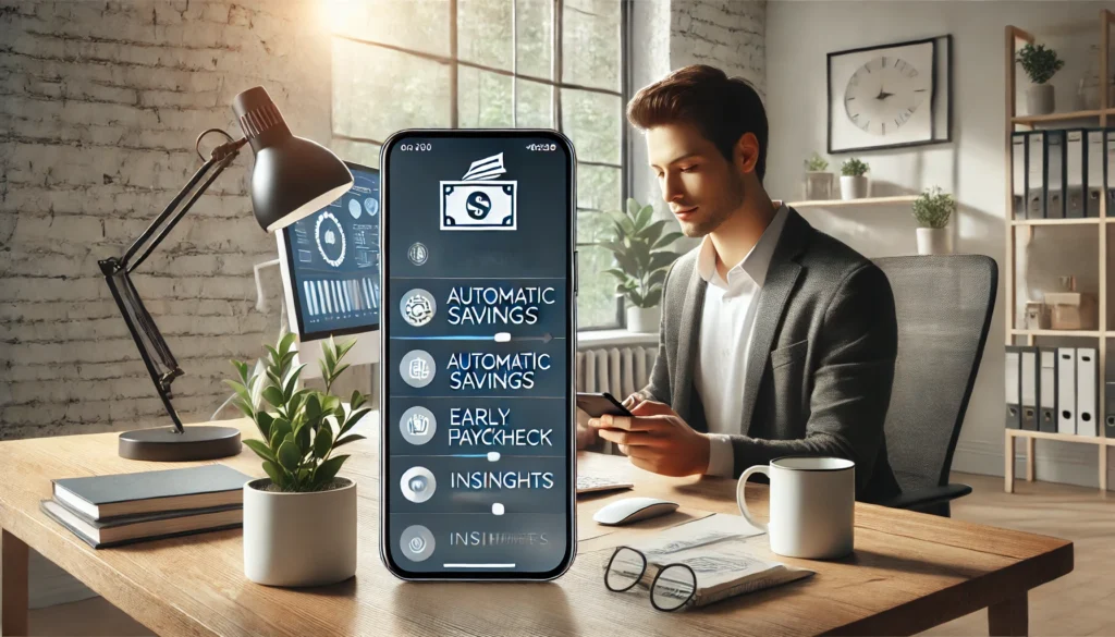 DALL·E 2025-04-13 10.09.01 - Photo-realistic landscape image (3_1 ratio) showing a young adult managing their finances through a digital banking app on a smartphone in a stylish h The Ultimate Guide to Digital Banking in 2025: What You Need to Know Before You Switch